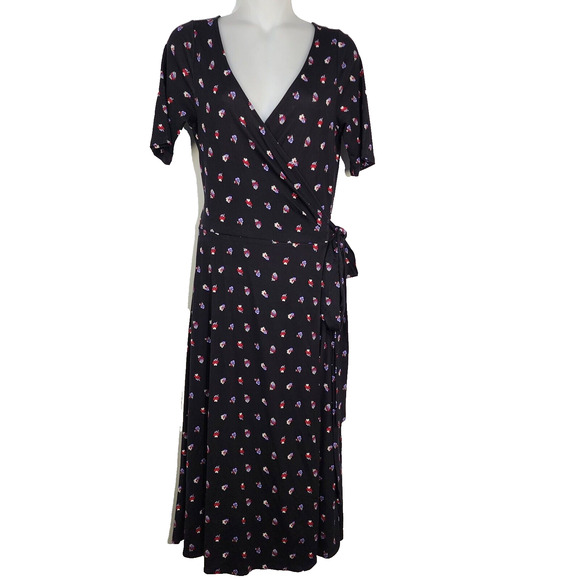Ann Taylor Petite Wrap Dress Size 8P Floral Jersey Midi Short Sleeve V Neck NWT - Picture 1 of 11